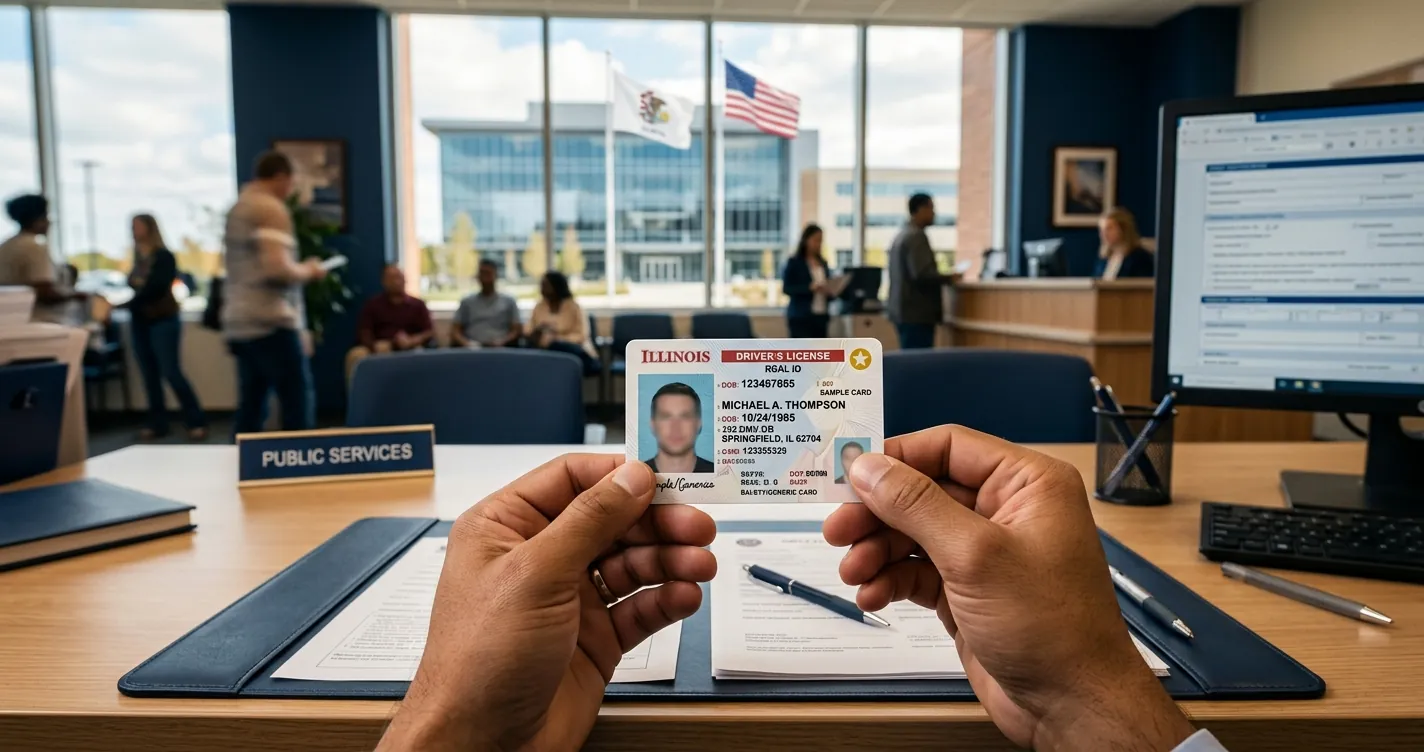 Real ID en Chicago Illinois - Licencia de conducir con estrella dorada en oficina DMV