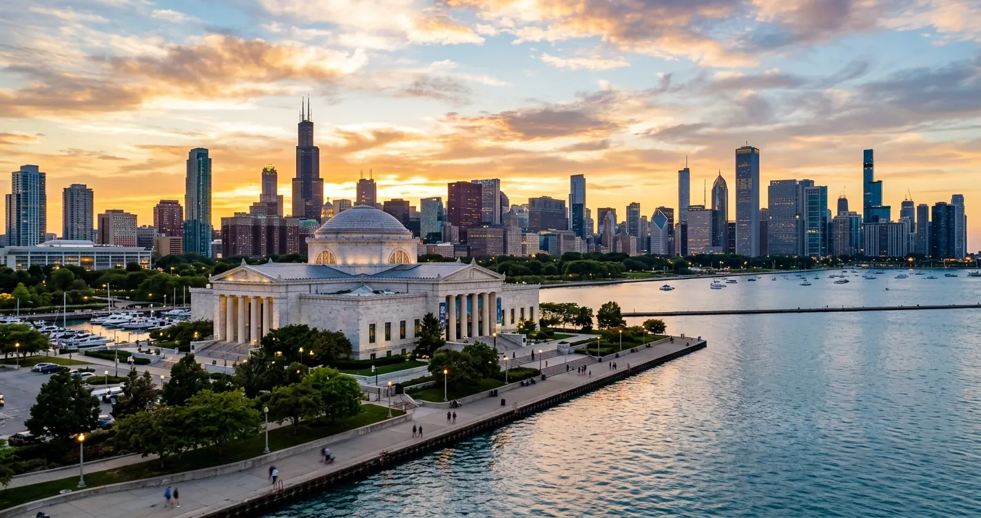 Acuario en Chicago - Shedd Aquarium en el Museum Campus frente al lago Michigan