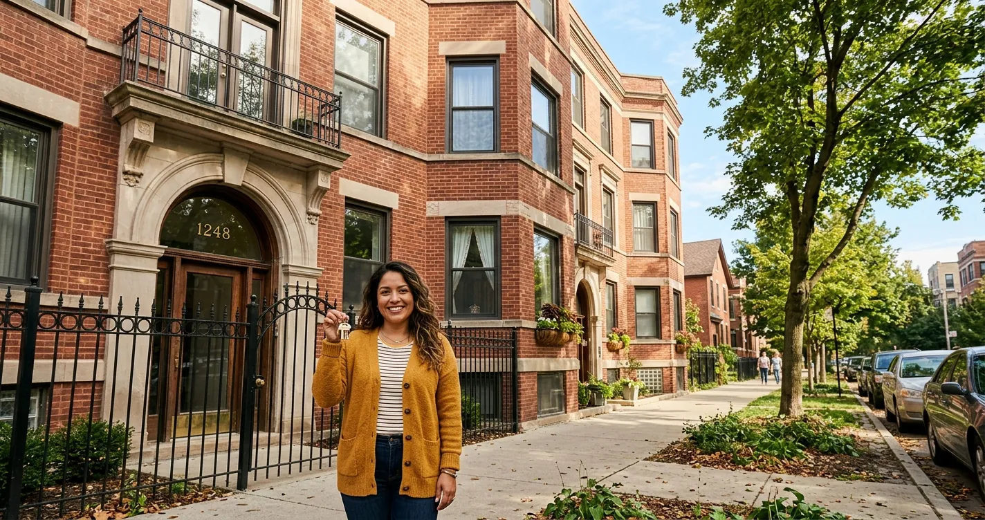 Rentar apartamento en Chicago - Edificio residencial en un barrio hispano de la ciudad