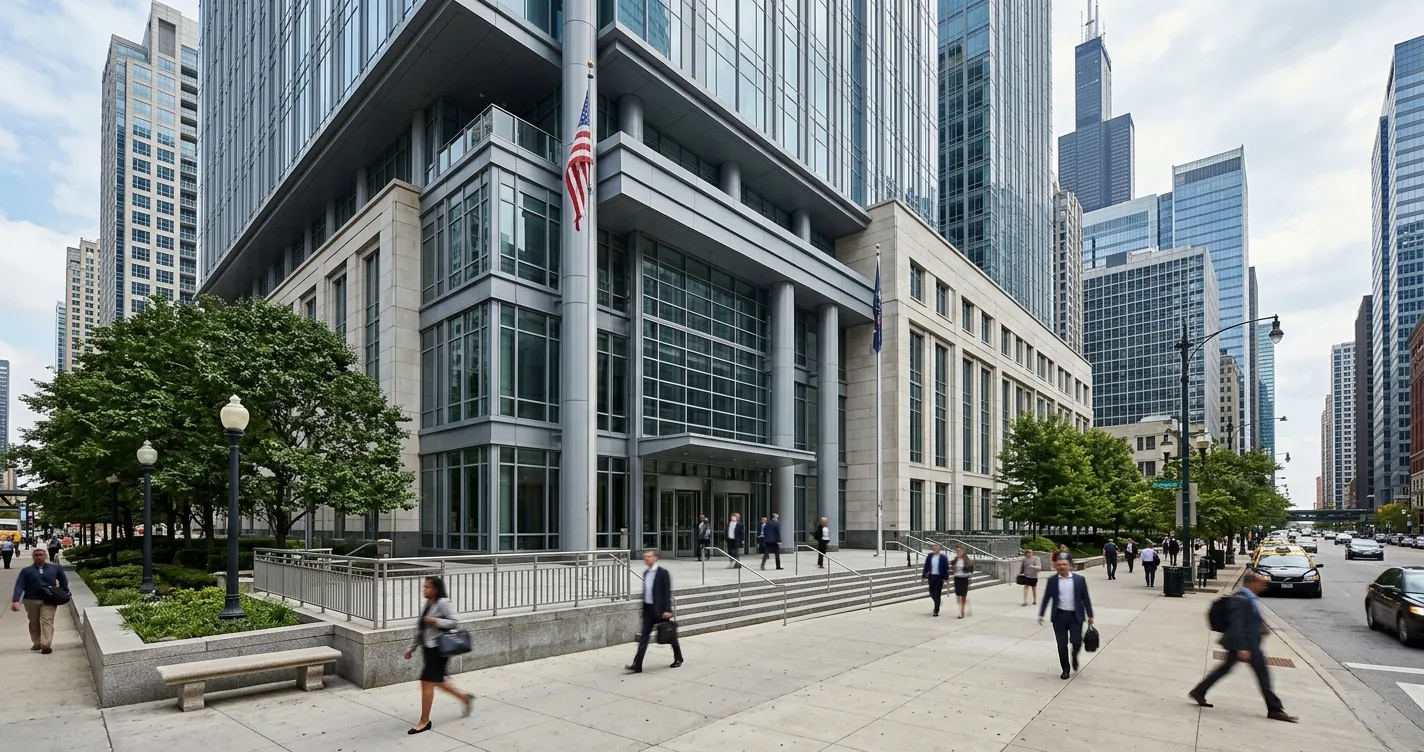 Corte de inmigración en Chicago - edificio del tribunal de inmigración en el centro de la ciudad