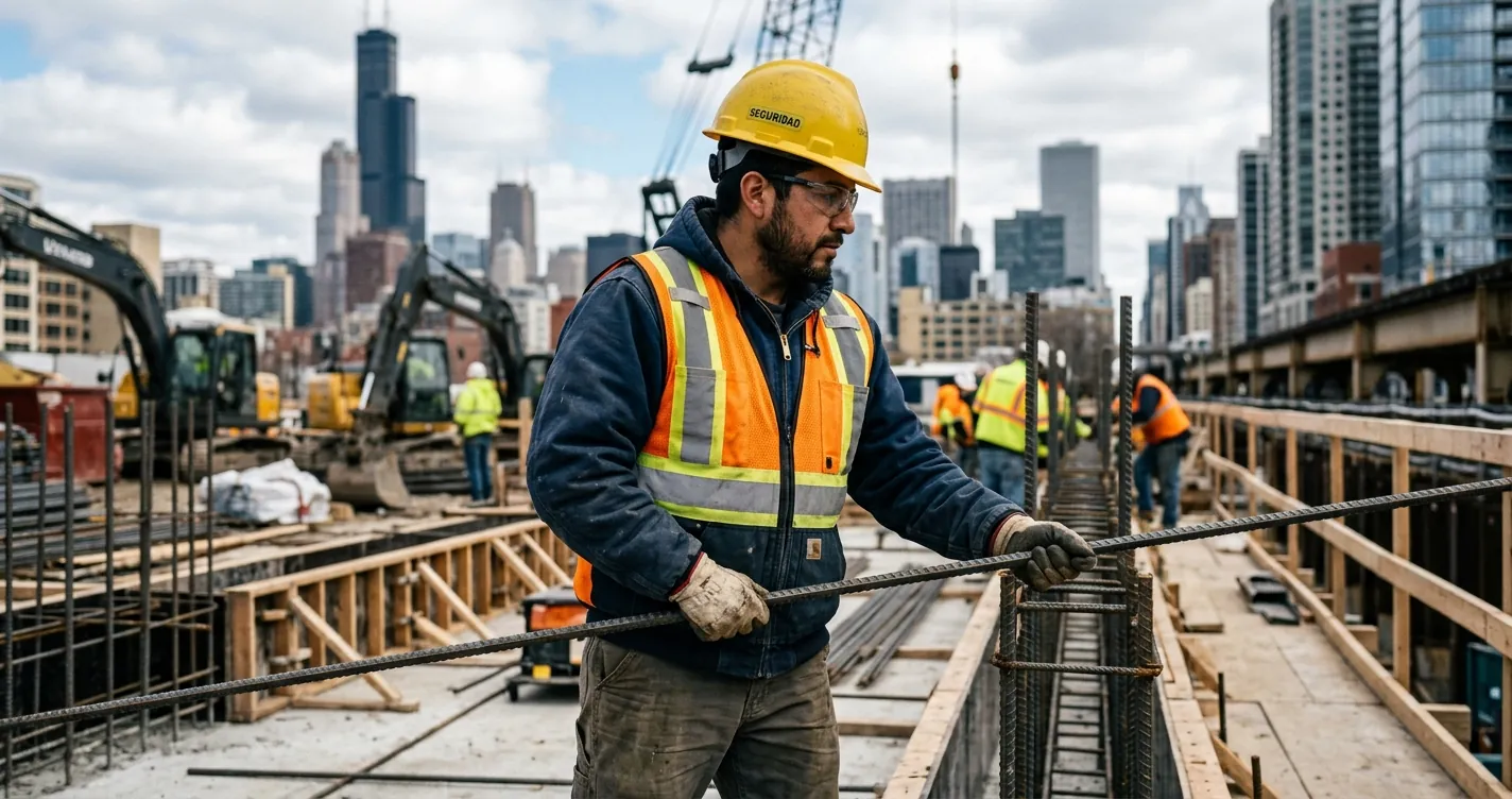 Accidentes laborales en Chicago - trabajador de construccion con equipo de seguridad